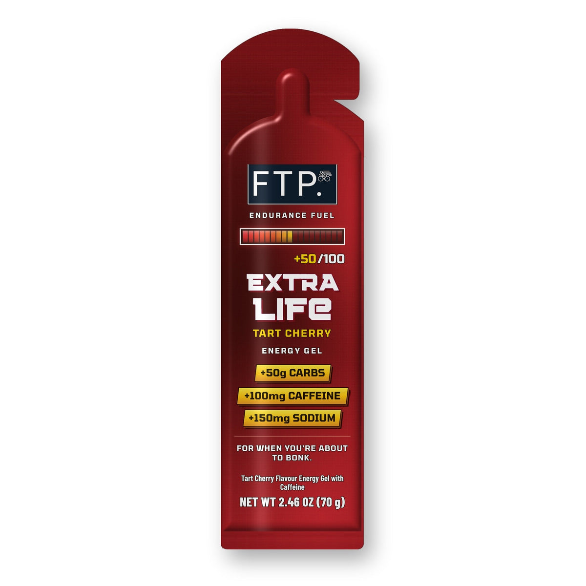 FTP Extra Life Tart Cherry caffeinated energy gel sachet