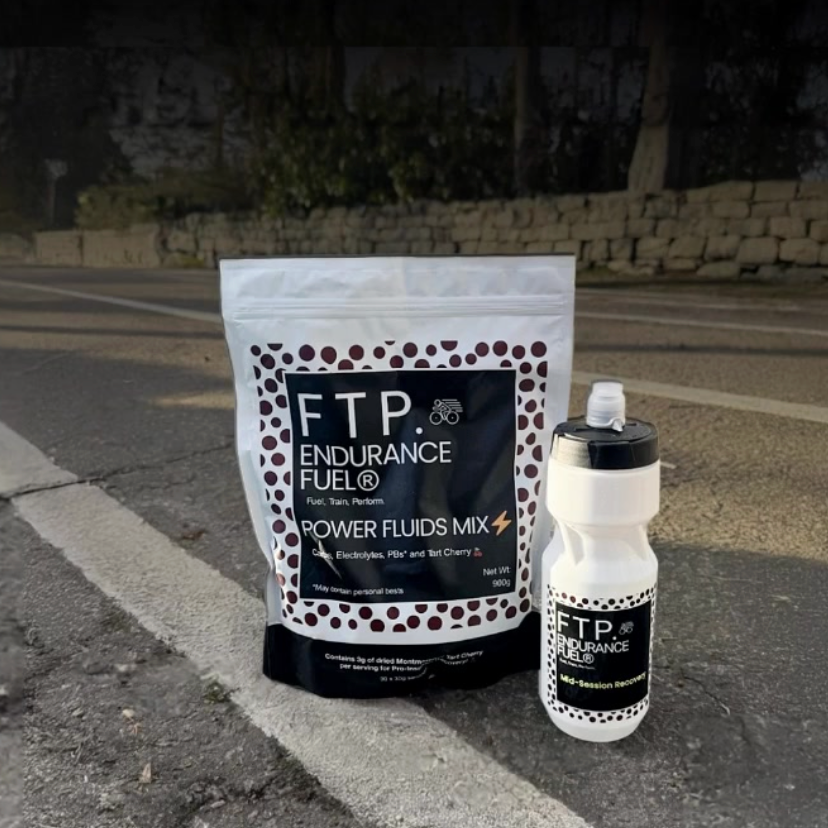 FTP Endurance Fuel package and bottle on a road