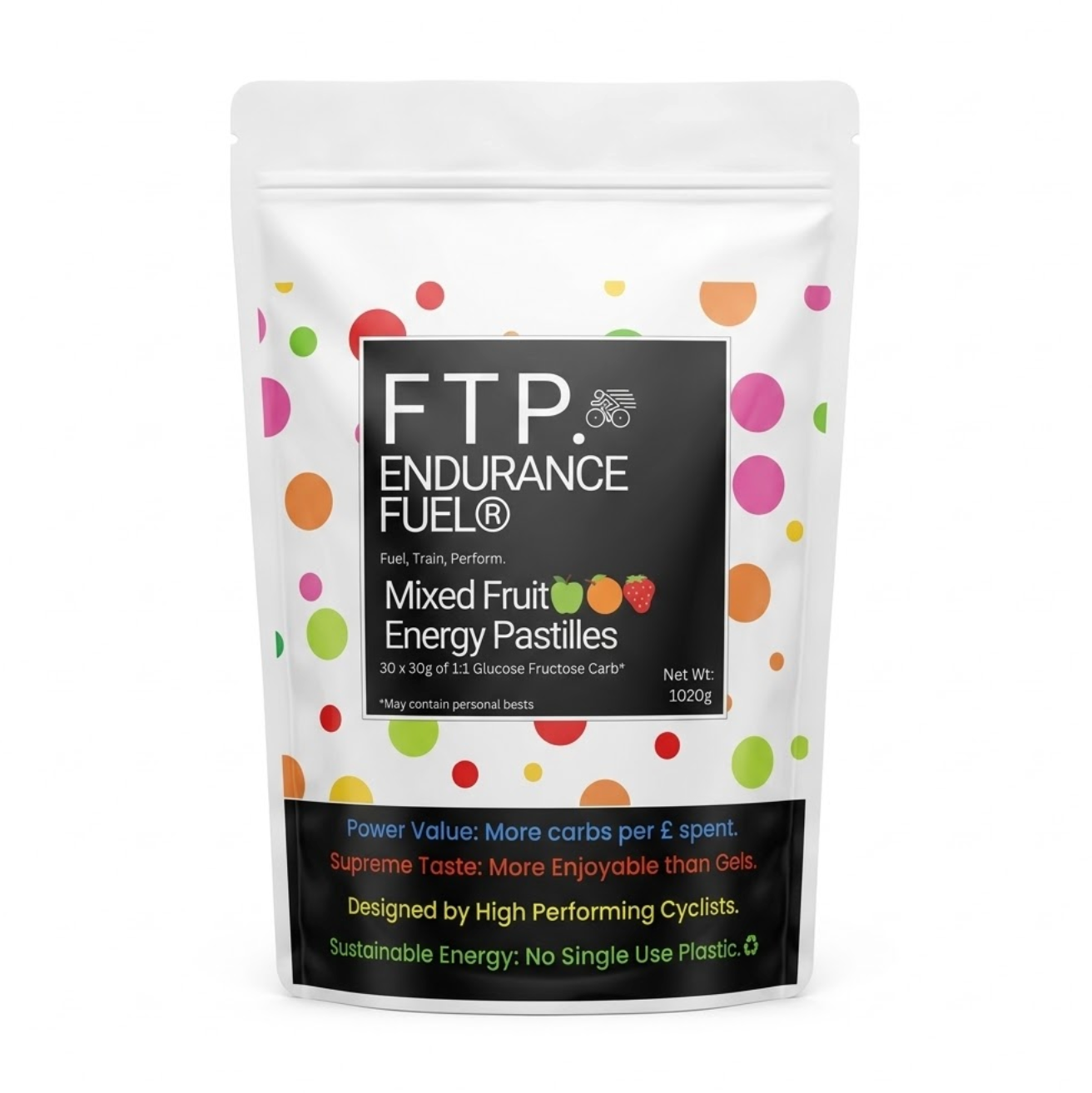 1kg Mixed Fruit Energy Pastilles for Running & Cycling | FTP Endurance Fuel