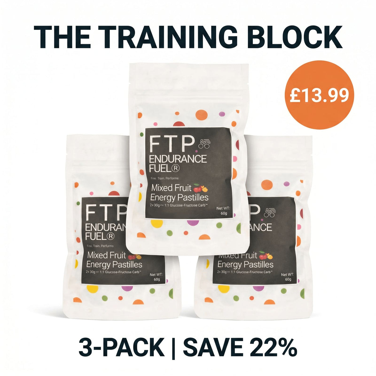 Mixed Fruit Energy Pastilles taster pack – 3 pack Training Block bundle