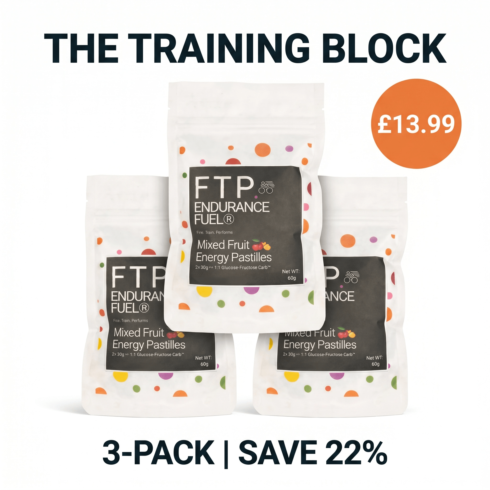 Mixed Fruit Energy Pastilles taster pack – 3 pack Training Block bundle